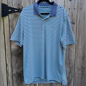 VINEYARD VINES Blue White Stripe Performance Golf Polo Shirt Mens Large Classic